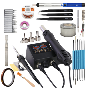 Duży Zestaw Stacja Lutownicza LCD Cyfrowy Wyświetlacz Lutownica Narzędzia + Akcesoria