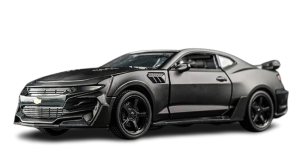 Zabawka model samochodu muscle car czarny Chevrolet Camaro w skali 1:32 z oświetleniem