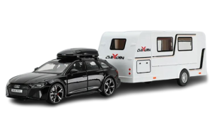 Zestaw zabawki samochód kombi AUDI RS6 z kempingiem w skali 1:32