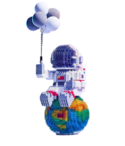 Lampka Nocna z klocków ASTRONAUTA  kosmos akcesoria do domu 1368 szt.