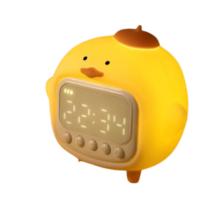 Żółty podświetlany silikonowy zegarek budzik w kształcie KACZUSZKI z wyświetlaczem