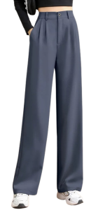 Eleganckie PROSTE spodnie damskie CASUAL wysoki stan SZARE