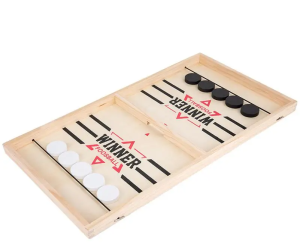 Zestaw  Gra Zręcznościowa dla dorosłych i zabawka dla dzieci drewniana Hokej Piłkarzyki Dyski