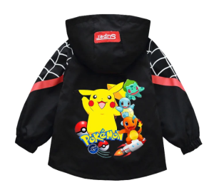  Jesienna Kurtka z kapturem dziecięca POKEMON czarna PIKACHU