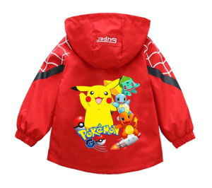  Jesienna Kurtka z kapturem dziecięca POKEMON czerwona PIKACHU