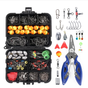 Duży zestaw akcesoriów wędkarskich przynęt 263 szt. + Pudełko