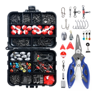 Duży zestaw akcesoriów wędkarskich przynęt 263 szt. + Pudełko