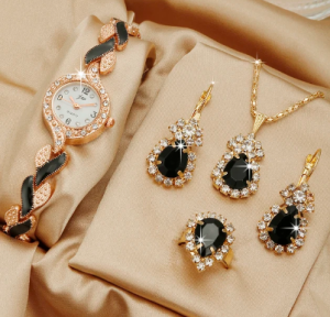 Zestaw Eleganckiej Biżuterii Dla Kobiety Zegarek + Dodatki