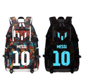 Duży plecak szkolny dla dzieci MESSI tornister WODOODPORNY świecący w ciemności USB