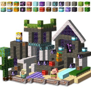 Minecraft Duży Zestaw Klocki Magnetyczne 300szt Kolekcjonerskie