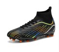 Buty Piłkarskie Czarne Korki z Elastycznym Kołnierzem Skarpeta Dobra Przyczepność