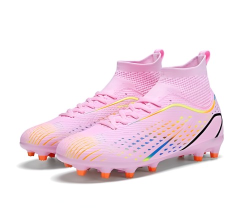 Buty Piłkarskie Różowe Korki z Elastycznym Kołnierzem Skarpeta Dobra Przyczepność