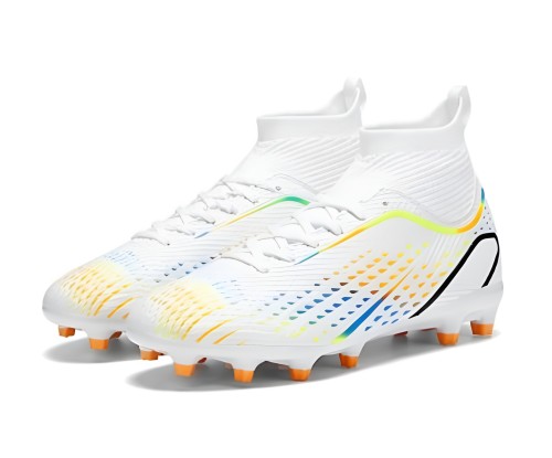 Buty Piłkarskie Białe Korki z Elastycznym Kołnierzem Skarpeta Dobra Przyczepność