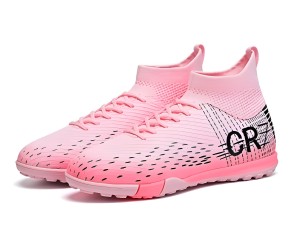 Buty Piłkarskie Cristiano Ronaldo Różowe Turfy TF z kołnierzem Skarpeta CR7