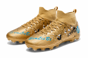 Złote buty piłkarskie Korki obuwie sportowe z kołnierzem skarpetka