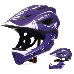 Kask Enduro LIXADA Full Face MTB  fioletowy design lekki 2w1