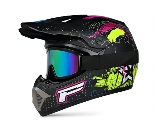 Kask Cross Motocrossowy zestaw Off-road design GRAFFITI + Gogle