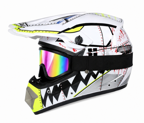 Kask Cross Motocrossowy zestaw Off-road design DINOZAUR + Gogle