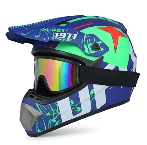 Kask Cross Motocrossowy zestaw Off-road Seria 1977 RACING + Gogle