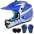 Zestaw Kask Cross dla dzieci Motocrossowy ROZO z goglami i rękawicami