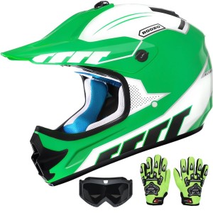 Zestaw Kask Cross dla dzieci Motocrossowy ROZO z goglami i rękawicami