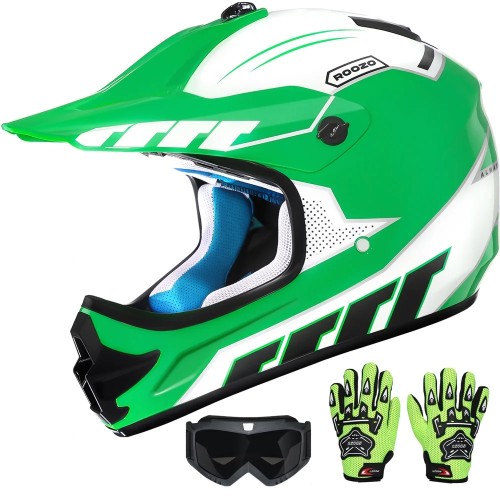 Zestaw Kask Cross dla dzieci Motocrossowy ROZO z goglami i rękawicami