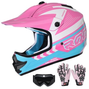 Zestaw Kask Cross dla dzieci Motocrossowy ROZO z goglami i rękawicami