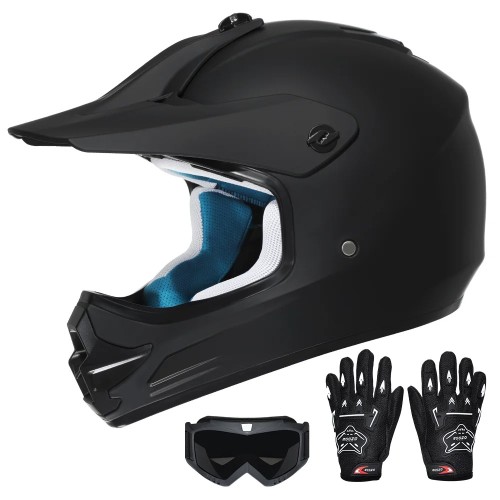 Zestaw Kask Cross dla dzieci Motocrossowy ROZO z goglami i rękawicami