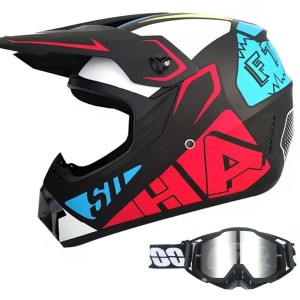 Kask Motocyklowy Cross Enduro Motocrossowy MTB SUHA + Gogle