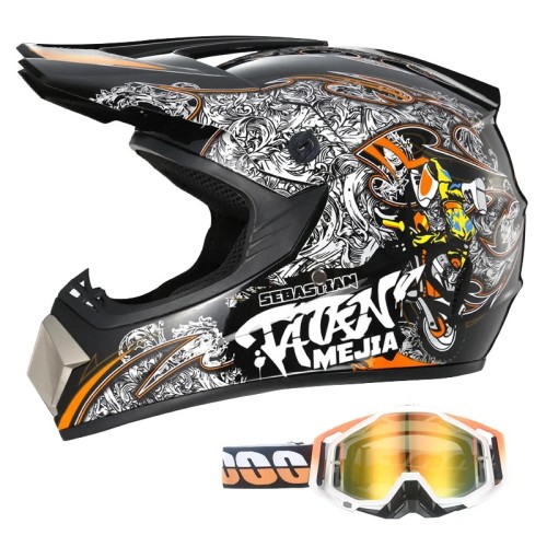 Kask Motocyklowy Cross Enduro Motocrossowy MTB Sebastian Mejia Edition + Gogle