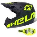 Kask Motocyklowy Cross Enduro Motocrossowy MTB HELMO Fluo Yellow + Gogle