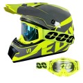 Kask Motocyklowy Cross Enduro Motocrossowy MTB V1 Fluo Yellow + Gogle