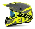 Kask Motocyklowy Cross Enduro Motocrossowy MTB V1 Fluo Yellow + Gogle