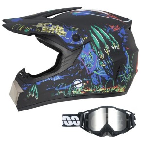 Kask Motocyklowy Cross Enduro Motocrossowy MTB Graffiti Edition + Gogle
