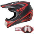 Kask Motocyklowy Cross Enduro Motocrossowy MTB Red Racing + Gogle