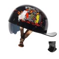 Kask motocyklowy retro z szybką goglami na choppera harleya