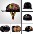 Kask motocyklowy retro z szybką goglami na choppera harleya