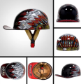 Kask motocyklowy retro z szybką goglami na choppera harleya