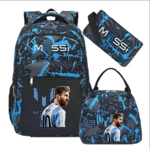 Plecak Szkolny dla Dzieci 3w1 Zestaw Piłkarski Leo Messi Tornister Torba Śniadaniowa Piórnik