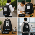 Plecak Szkolny USB dla Dzieci Leo Messi Zestaw z Piórnikiem i Kłódką Antykradzieżową