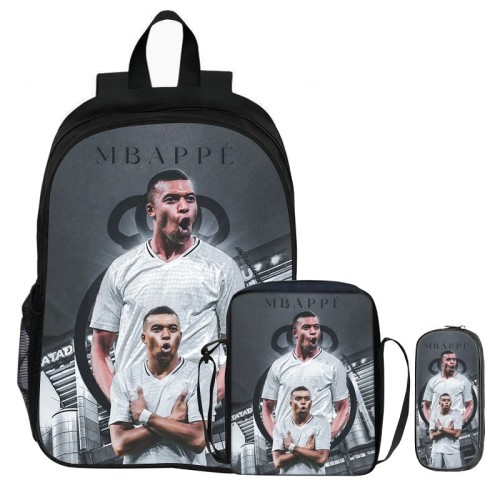 Plecak Szkolny dla Chłopca Zestaw 3w1 Kylian Mbappe Real Madryt Tornister Torba Śniadaniowa Piórnik