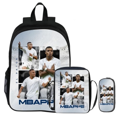 Plecak Szkolny dla Chłopca Zestaw 3w1 Kylian Mbappe Real Madryt Tornister Listonoszka Piórnik