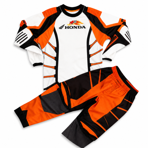 Strój Motocross Kombinezon Enduro Cross Honda Repsol Pomarańczowy Kompletny Zestaw Off-Road