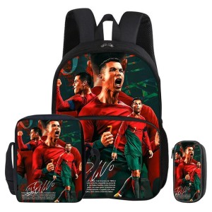 Zestaw Szkolny Zestaw 3w1 Plecak Chłopięcy Piłka Nożna Ronaldo CR7 Czerwony Torba Piórnik