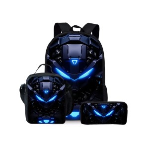 Zestaw Szkolny 3w1 Cyber Armor Blue Plecak Torba Piórnik Gamingowy