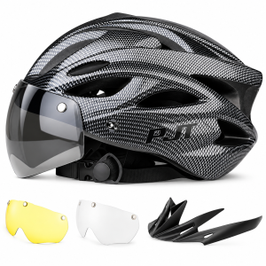  Kask Rowerowy z Wizjerem Wentylowany Zestaw z 3 Szybkami i Daszkiem 