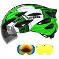 Kask Rowerowy z Szybką Magnetyczną Superide 3x Wizjer Okulary Zielony