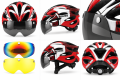 Kask Rowerowy z Szybką Magnetyczną Superide 3x Wizjer Okulary Czerwony