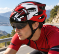 Kask Rowerowy z Szybką Magnetyczną Superide 3x Wizjer Okulary Czerwony
