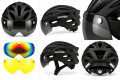Kask Rowerowy z Szybką Magnetyczną Superide 3x Wizjer Okulary Czarny